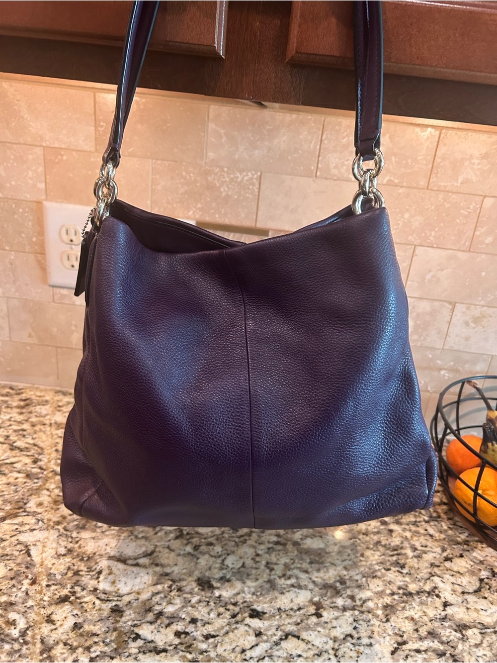 Coach Purple Leather Shoulder Bag